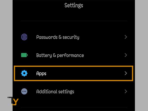 Select Apps from your phone’s settings.
