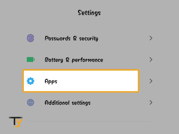 Tap Apps from the phone’s Settings.