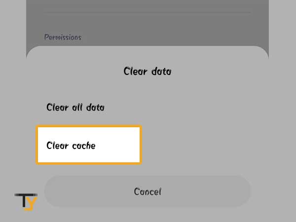 Select Clear cache.