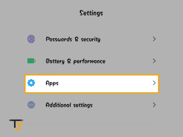 Tap Apps from the phone’s Settings.