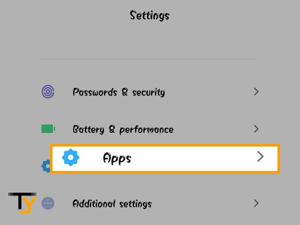 Select Apps from Settings.