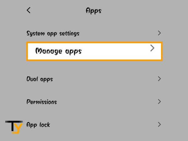 Tap on the Manage apps option.