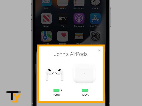 AirPods Charging Status on iPhone screen