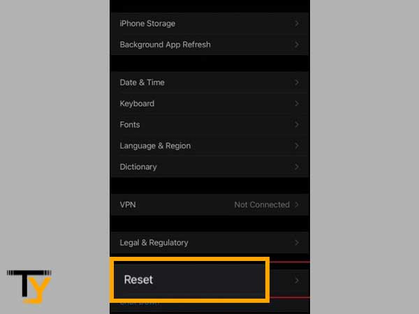 Tap on the Reset option