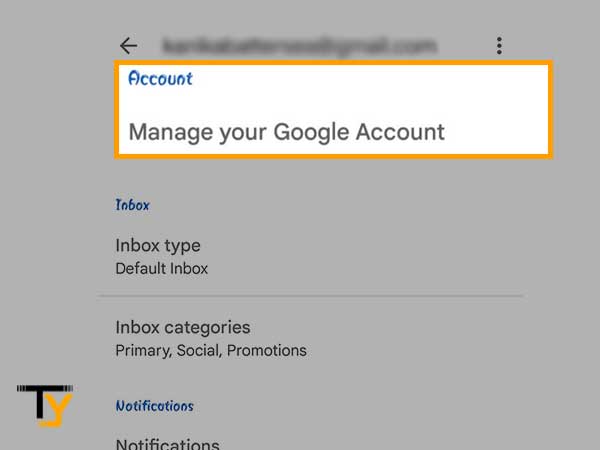 Tap on the Manage your Google Account option.