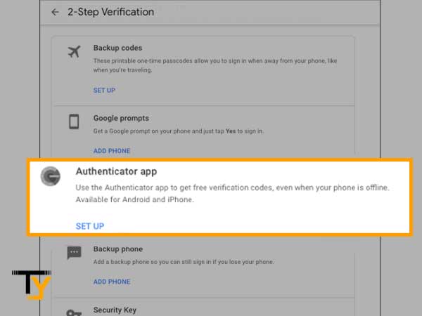 Tap on the Authenticator app option
