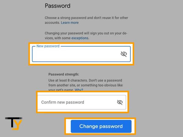 Enter new password and click Change Password.