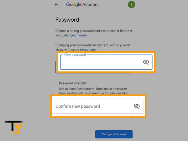 Enter the new password.