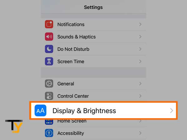 Tap on the Display and Brightness option in Settings