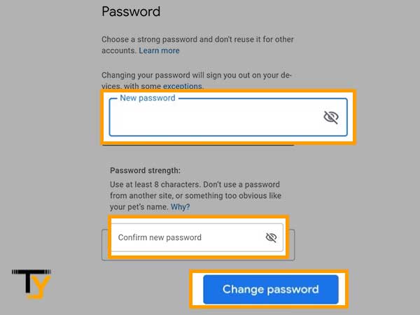 Fill in the new password and click Change Password.