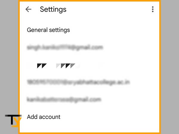 Select the Gmail account for which the password is to be changed.