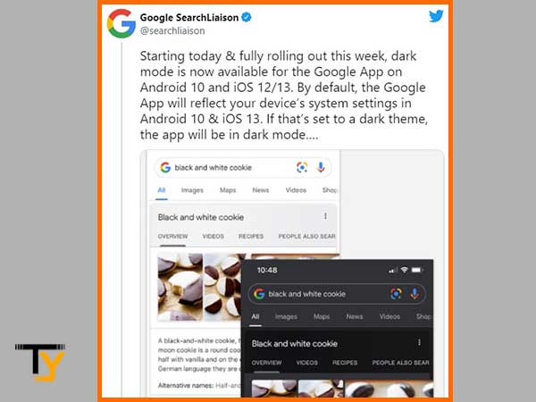 Google introducing dark mode