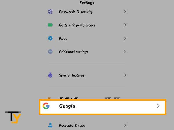Tap on Google from phone Settings.