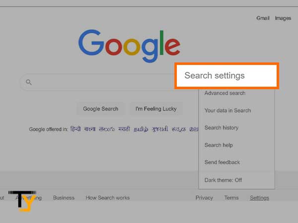 Select the Search Settings option