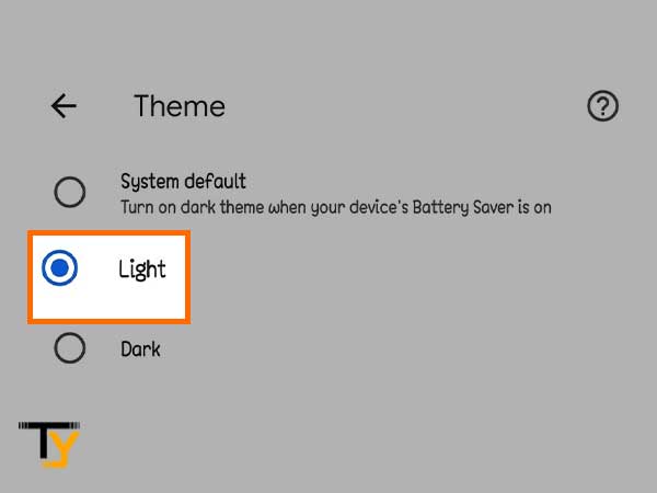 Select Light mode from Theme.