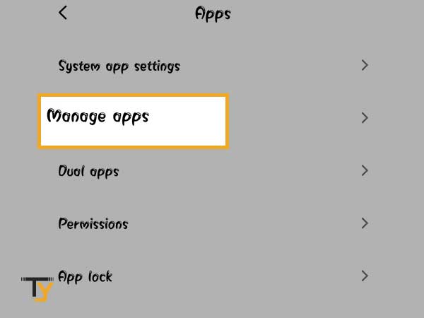 Tap on Manage apps.