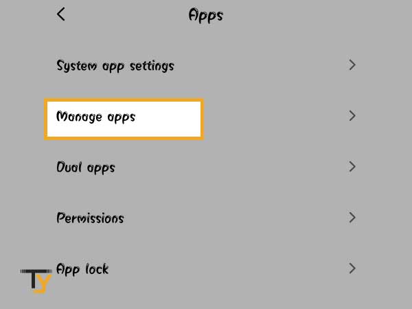 Tap on the Manage Apps option.