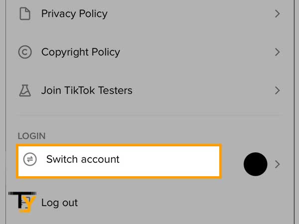 Tap on the Switch account option