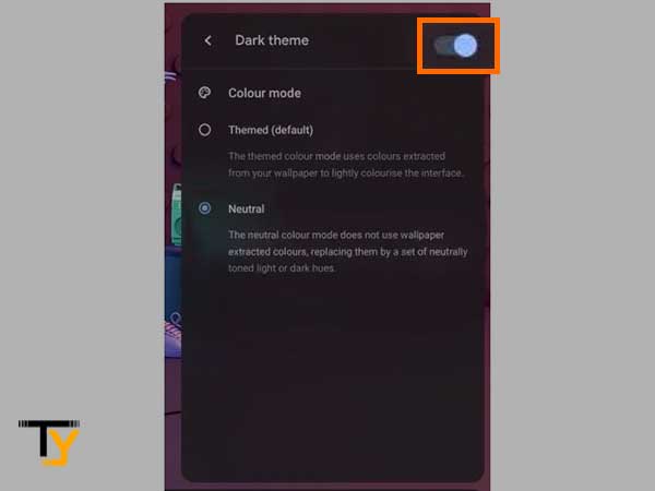 Click on the Dark theme toggle and turn it off