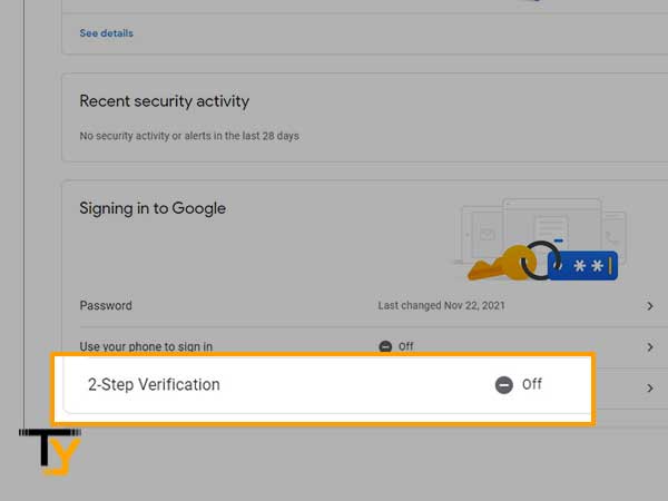 Click on the 2-Step verification option