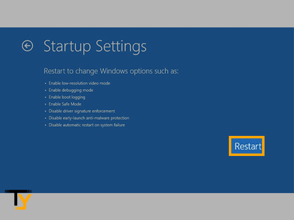 Click on the Restart button.