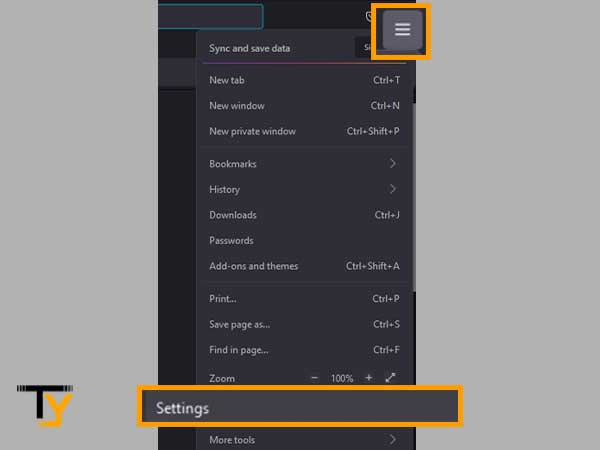 Click on Firefox menu and select Settings.