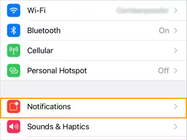 Select Notifications from Settings.
