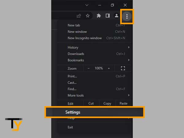 Click on the Chrome menu and select Settings.