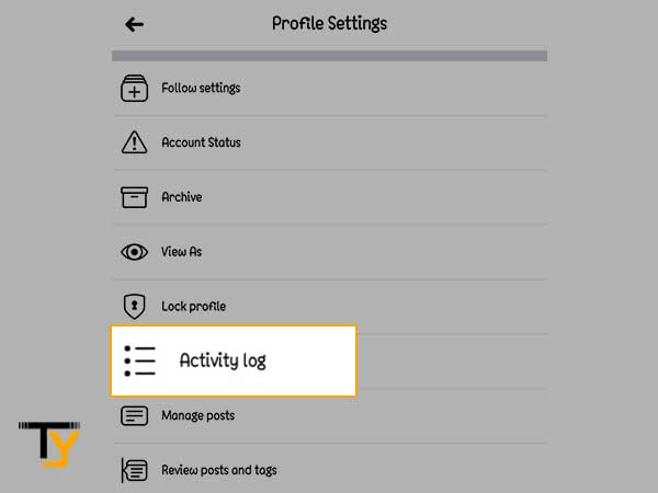Select the Activity Log option.