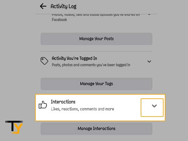 Tap on the down arrow of Interactions section