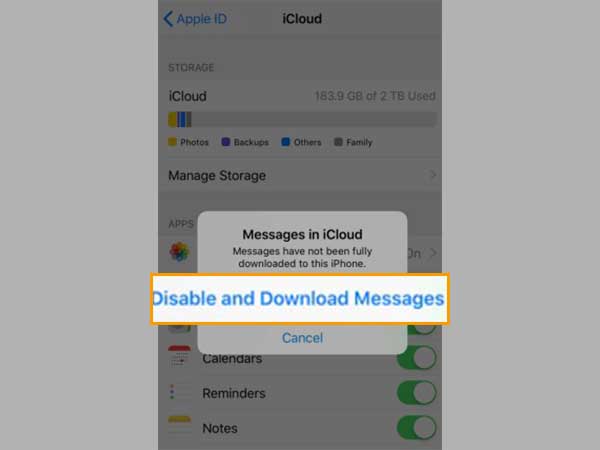 Select Disable and Download Messages.