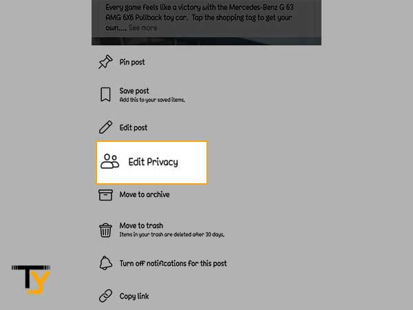 Select Edit Privacy option.