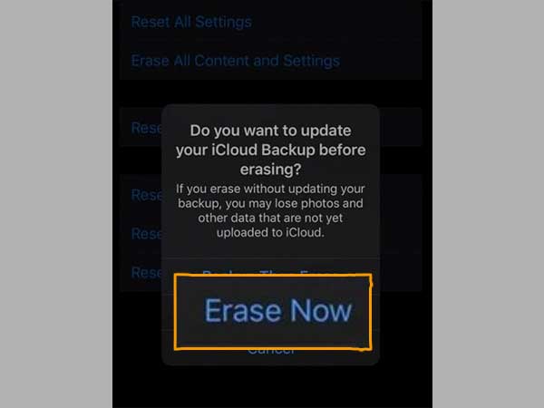 Select the Erase Now option.