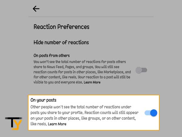 Turn on On your Posts option