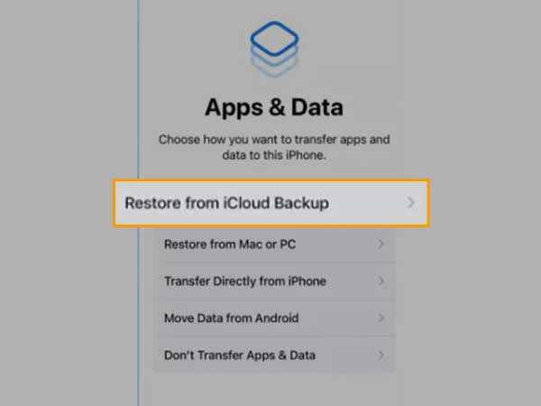 Select Restore from iCloud Backup