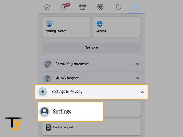Tap on Settings & Privacy and then select Settings.