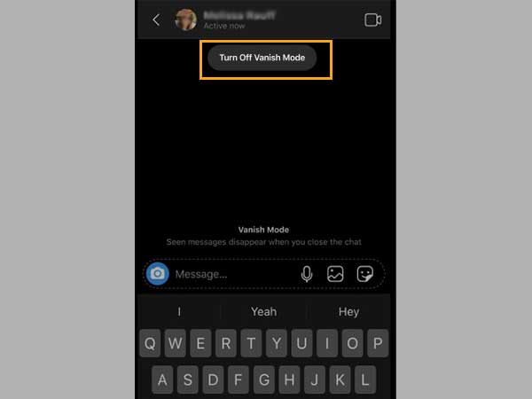 Tap on Turn Off Vanish Mode button.