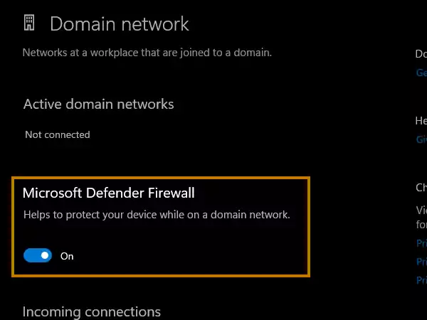 Turn off Microsoft Defender Firewall.