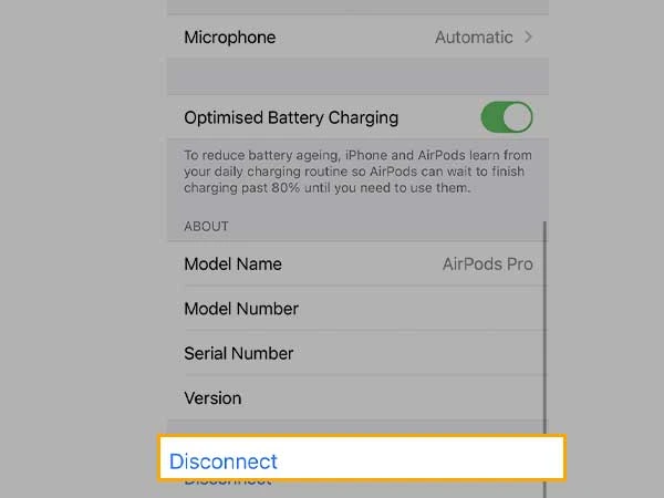 Way to disconnect your AirPods