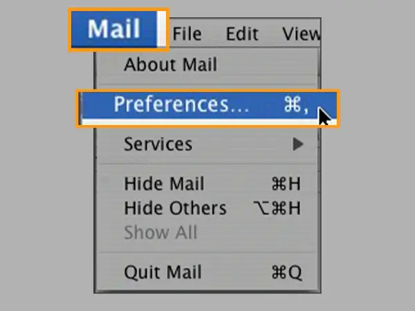 Click on Mail and select Preferences