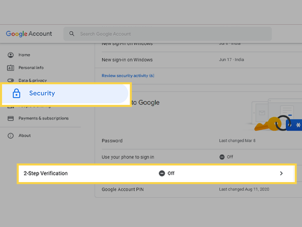 Enable Gmail Two factor authentication