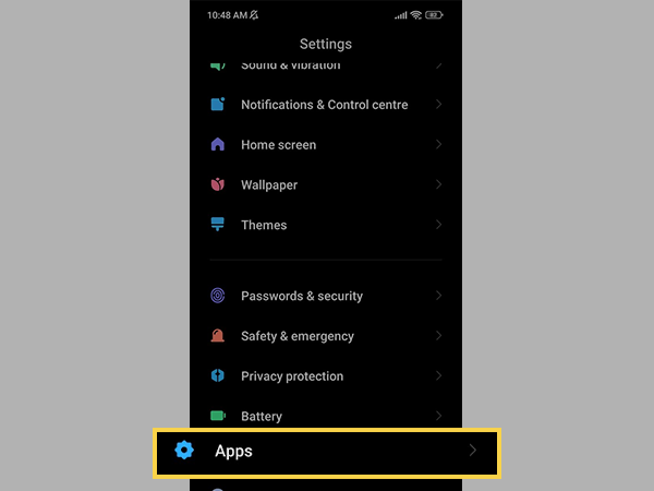 Under settings and click on Apps