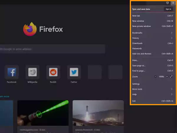 Firefox Open Menu
