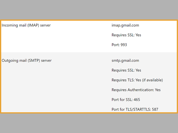 IMAP and SMTP Settings