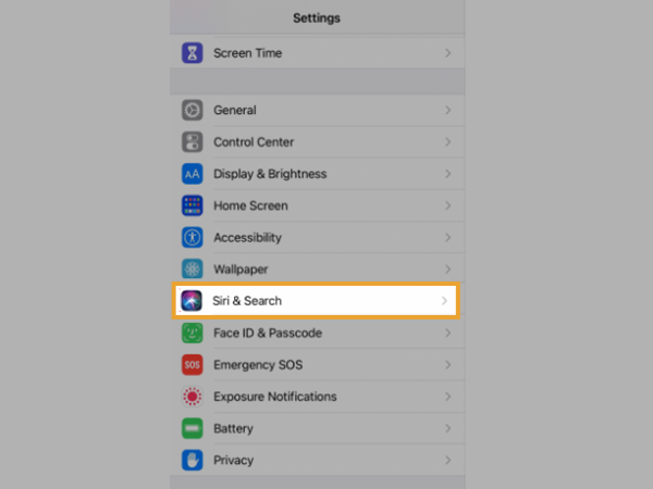 Inside settings, tap on ‘Siri & Search’ option.