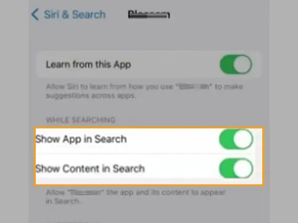 Turn off both the ‘Show App in Search’ and ‘Show Content in Search’ options from Siri & Search.