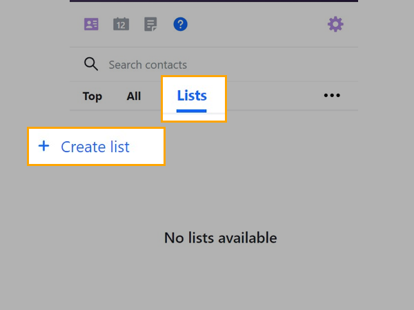 Switch to the Lists tab and click on Create List