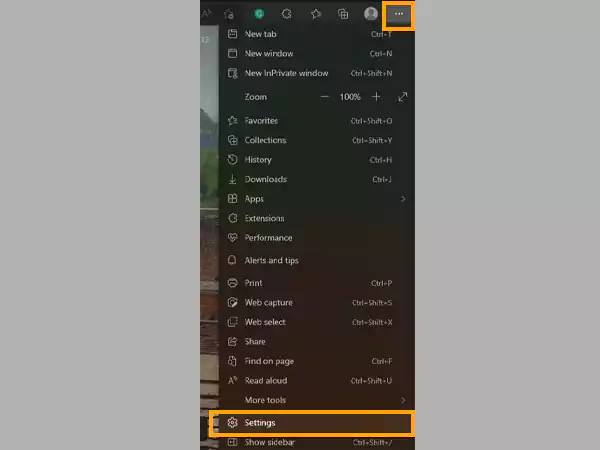 Click on the more menu icon and select Settings
