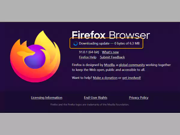 Firefox downloading update