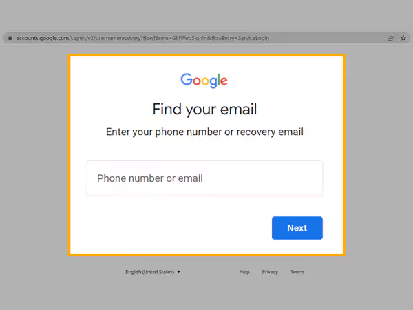Find your Email ID on the ‘Find My Email Page